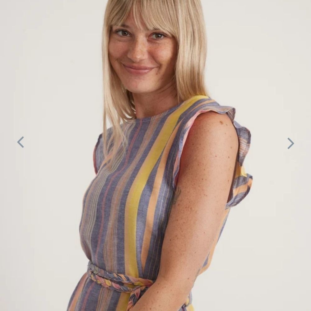 Marine Layer Laney Mini Dress In Blue Variegated Stripe - Picture 2 of 9